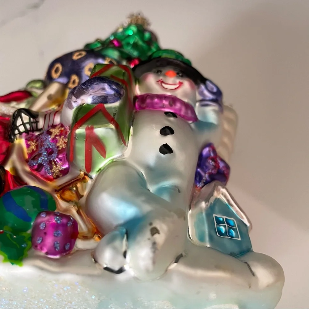 Santa & Snowman in Car Ornament by Christopher Radko